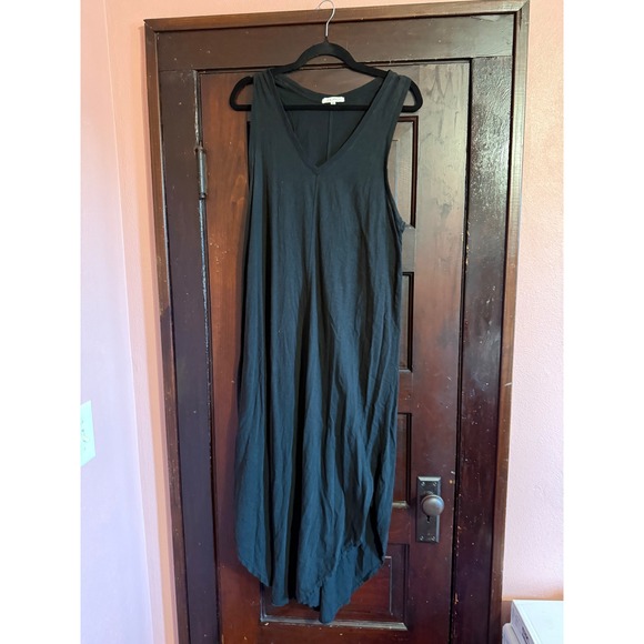 Z Supply Dresses & Skirts - Z‎ Supply Black Cotton V-Neck High Low Maxi Dress Sleeveless Racerback XL